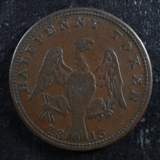 LC-54A Halfpenny token 1813 Lower Bas Canada Quebec Overstruck Breton 994