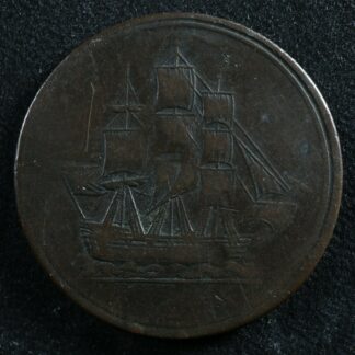 LC-56B1 Halfpenny token 1815 Lower Bas Canada Quebec Ship Breton 1004