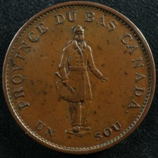 LC-8A1 Halfpenny token Un sou 1837 Lower Bas Canada City Bank Breton 522