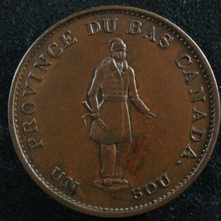 LC-8A1 Halfpenny token Un sou 1837 Lower Bas Canada City Bank Breton 522