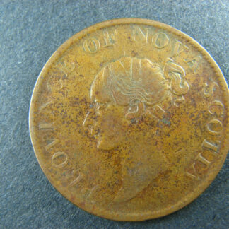 NS-1F3 PNS-703 Halfpenny token 1843 Canada Nova Scotia Breton 874