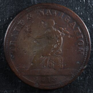 NS-20A1 One penny 1813 token Canada Nova Scotia Copper Breton 962