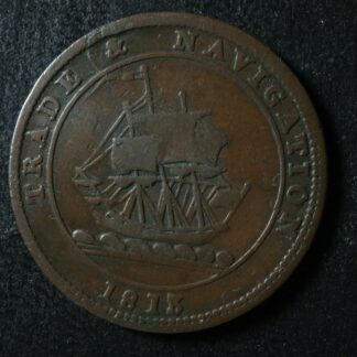 NS-21A4 Halfpenny token 1813 Canada Nova Scotia ship Breton 965