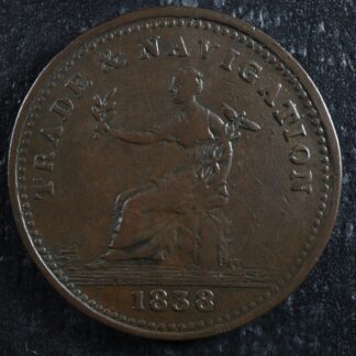 NS-22A Copper token 1838 Trade & Navigation Canada Nova Scotia ship Breton 967