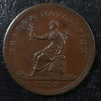 NS-22B1 One stiver 1838 token Canada Pure Copper Preferable to Paper