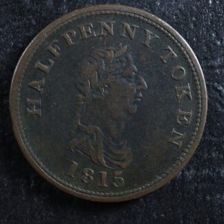 NS-23A1 Halfpenny token 1815 Nova Scotia Canada Ship Breton 888