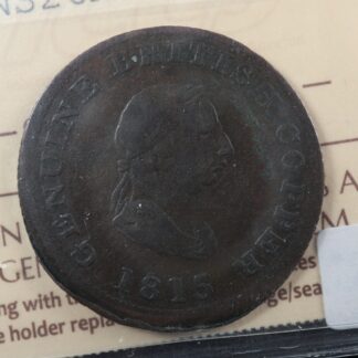 NS-26A1 ICCS VF-20 Halfpenny token 1815 Canada Nova Scotia Copper Breton 887