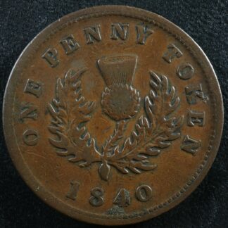 NS-2C1 One Penny token 1840 Canada Nova Scotia Thistle Breton 873