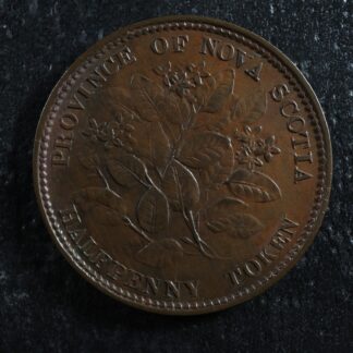 NS-5A1 Halfpenny token 1856 Canada Nova Scotia Mayflower Breton 876