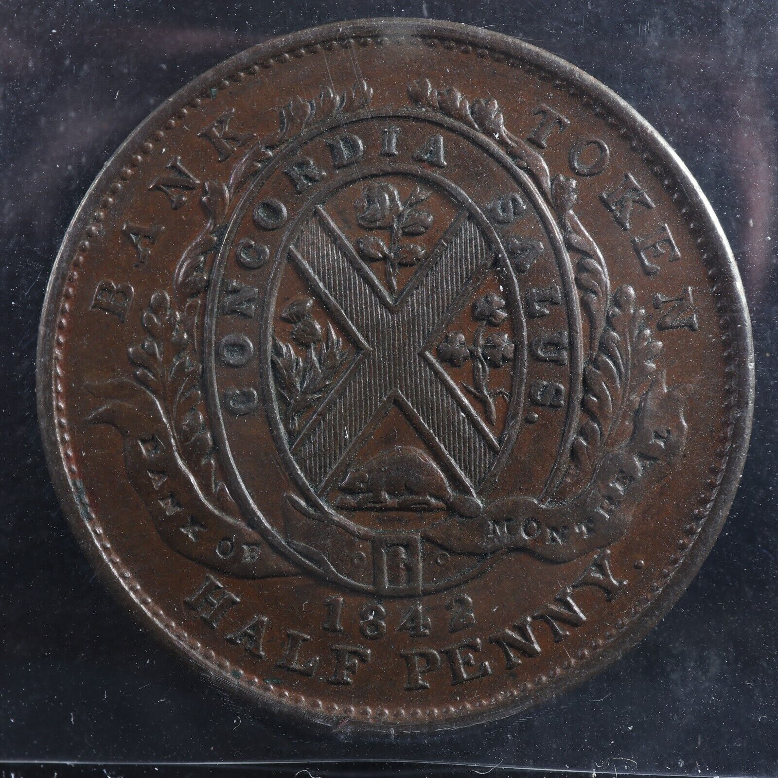 PC-1A3-ICCS-EF-40-Halfpenny-1842-token-Province-of-du-Canada-Montreal-Breton-527-275579795404-2