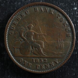 PC-4 One Penny token Deux sous 1852 Province of du Canada Quebec Bank Breton 528