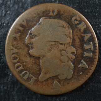 Sol dit "à l'écu" 1791R Orléans France Copper Die error LUDOV XVI as LUDOV XIV