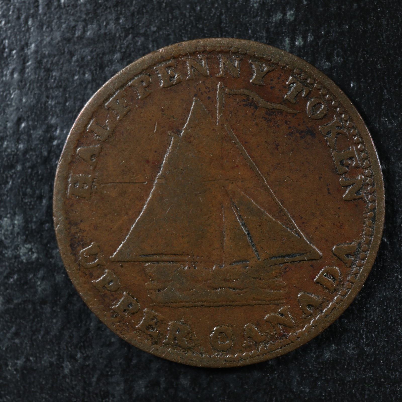 UC-8A1-Mule-Halfpenny-token-1815-Upper-Canada-Commercial-Change-ship-Breton-726-277460323664-2