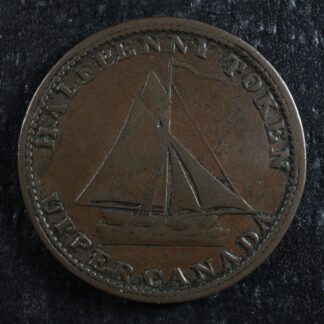 UC-9A6 Halfpenny token 1820 Upper Canada Ontario ship Breton 727