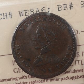 WE-8A6 ICCS AU-55 Halfpenny 1814 token Wellington Canada Britannia Breton 979