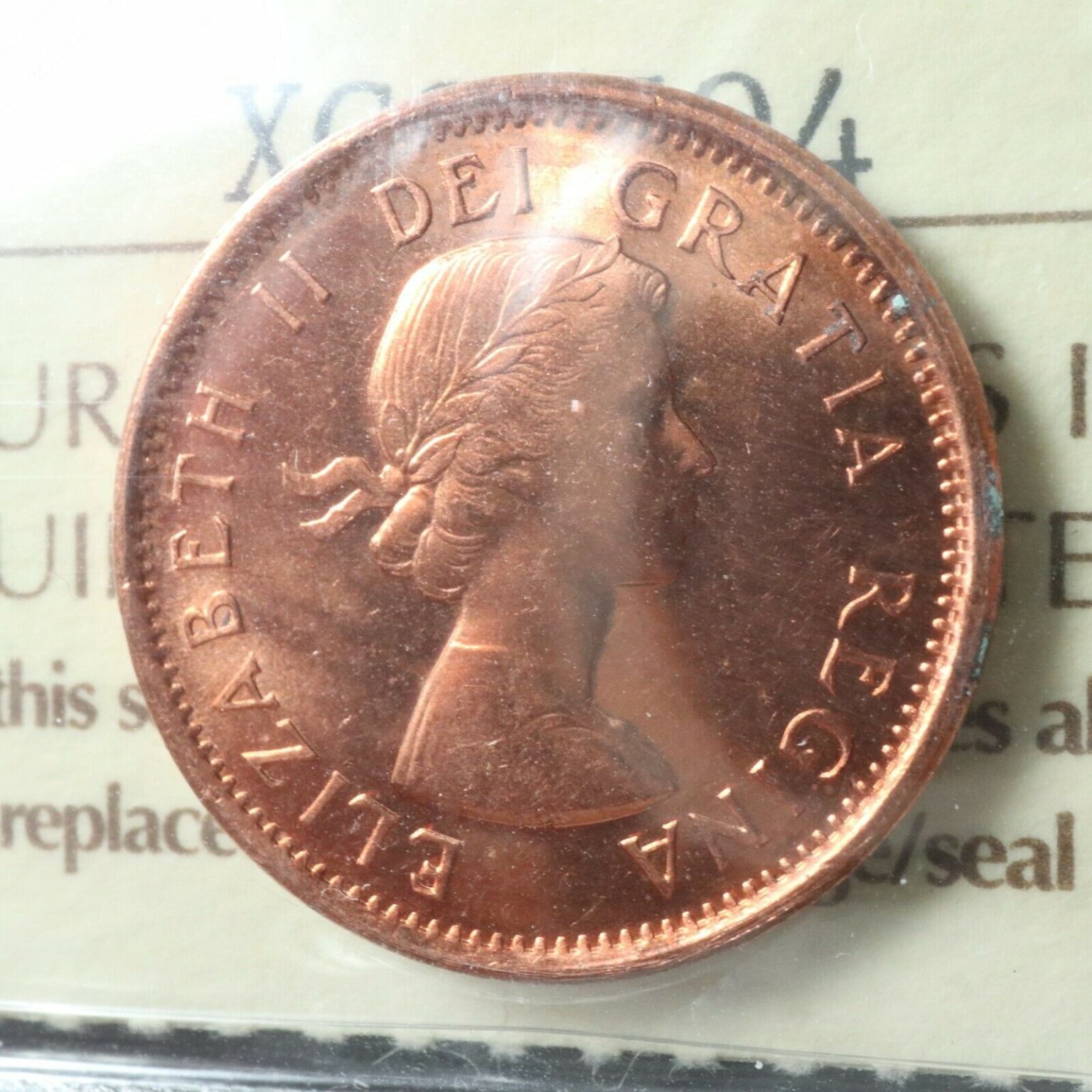 1-cent-1962-hanging-2-canada-iccs-ms-63-red-one-penny-queen-elizabeth