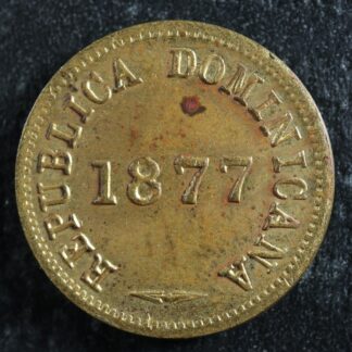 1 centavo 1877 Dominican Republic KM#3 Brass République dominicaine