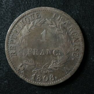 1-franc-1808A-Paris-France-KM6821-silver-Napoleon-Bonaparte-274642193325-2