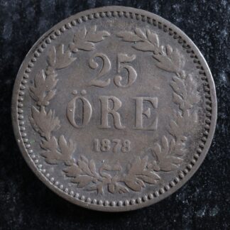 25 öre 1878EB Sweden KM#738 silver Suède Sverige ore