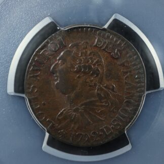 3 deniers 1792 D/L Roanne France KM#608 PCGS AU-55 copper