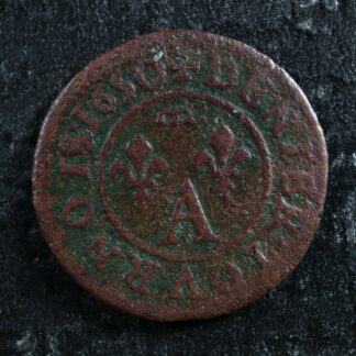 Denier tournois 1650A Dombes France Copper Gaston d'Orléans