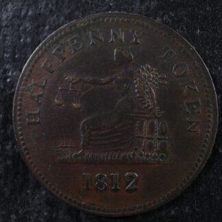 LC-48-11 Halfpenny token 1812 Lower Bas Canada Quebec Tiffin Breton 960
