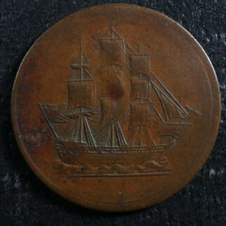 LC-56B1 Halfpenny token 1815 Lower Bas Canada Quebec Ship Breton 1004
