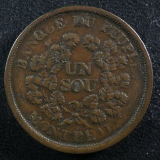 LC-5A3 Un Sou token Lower Bas Canada Quebec Banque du Peuple Breton 715