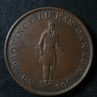 LC-8A1 Halfpenny token Un sou 1837 Lower Bas Canada City Bank Breton 522