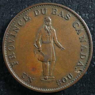 LC-8A1 Halfpenny token Un sou 1837 Lower Bas Canada City Bank Breton 522