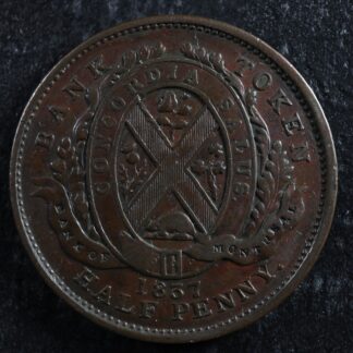 LC-8D1 Halfpenny token Un sou 1837 Lower Bas Canada Bank of Montreal Breton 522