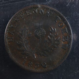 NS-1D3-ICCS-EF-40-Halfpenny-token-1832-Nova-Scotia-Canada-Thistle-Breton-871-276105366245-2