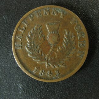 NS-1F2 Halfpenny token 1843 Canada Nova Scotia PNS-701 Breton 874