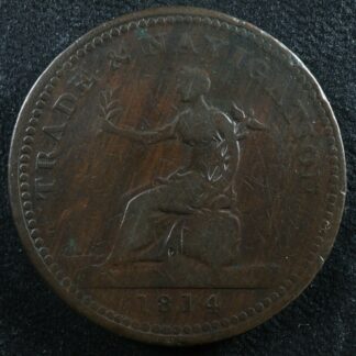 NS-20B1 One penny 1814 token Canada Nova Scotia Copper Breton 962