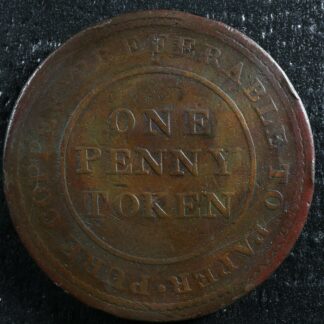 NS-20B1 One penny 1814 token Canada Nova Scotia Copper Breton 962