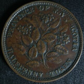 NS-5A1 Halfpenny token 1856 Canada Nova Scotia Mayflower Breton 876