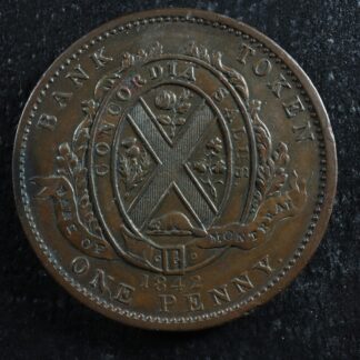 PC-2B One penny token 1842 Province of Canada Bank of Montreal Breton 526