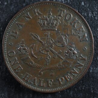 PC-5D Halfpenny 1857 token Bank of Upper Canada Breton 720