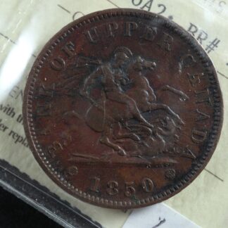 PC-6A2 ICCS VF-30 One Penny 1850 dot token Bank of Upper Canada Breton 719