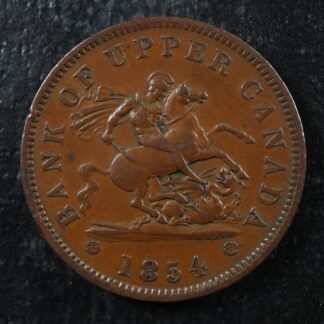 PC-6C2 One Penny 1854 token Crosslet 4 Bank of Upper Canada Breton 719