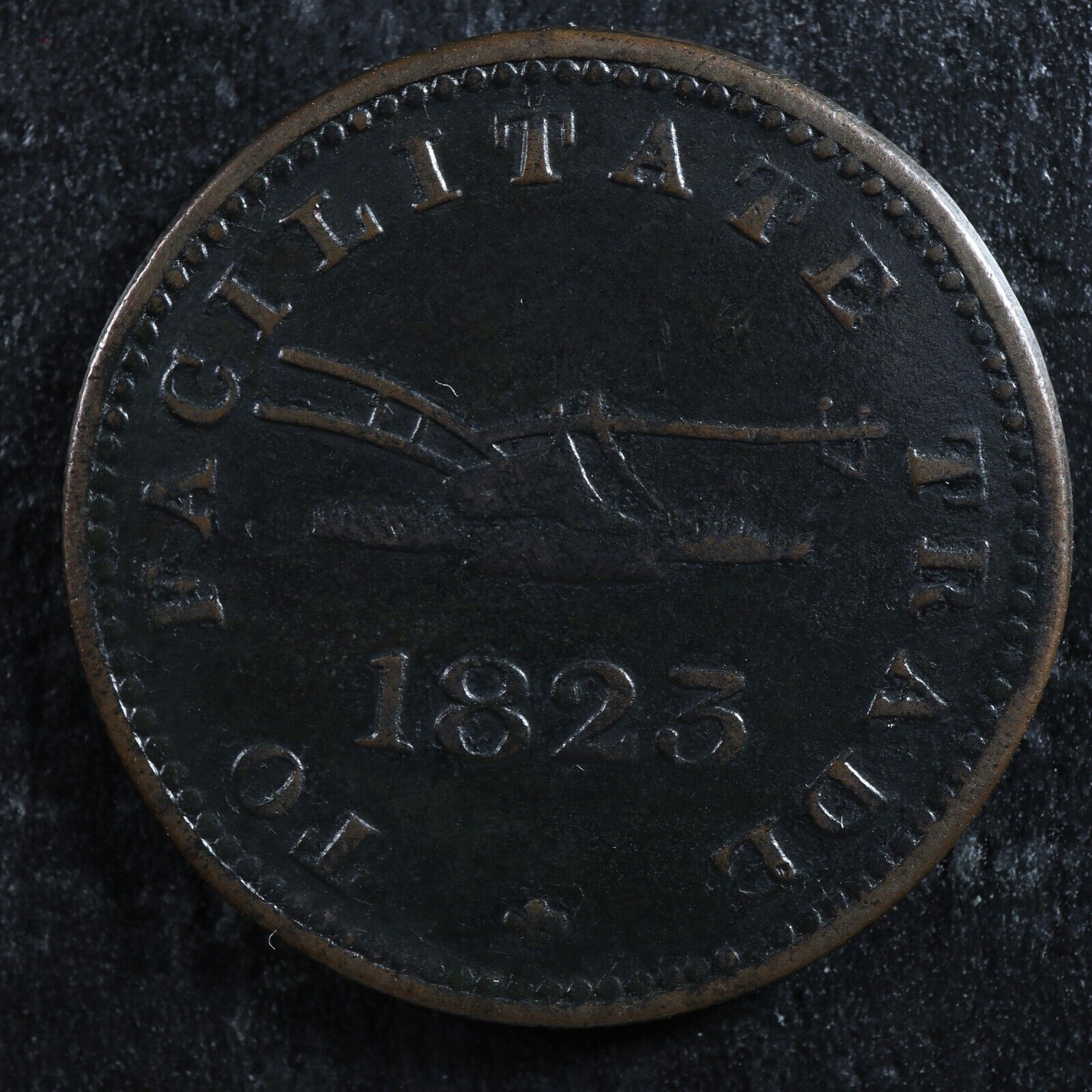 UC-12A2-Halfpenny-token-1823-Upper-Canada-Ontario-ship-Breton-730-275471636935-2