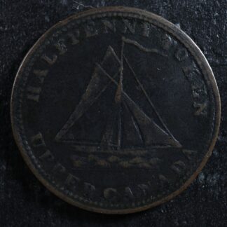 UC-12A2 Halfpenny token 1823 Upper Canada Ontario ship Breton 730