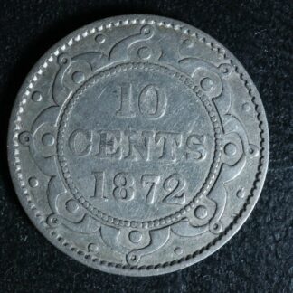 10 cents 1872H Newfoundland Canada Queen Victoria c ¢ NFLD VG-10