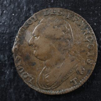 12 deniers 1792T Nantes France KM#600.15 Bronze Constitution
