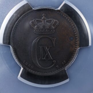 2 ore 1886 CS Copenhagen Denmark PCGS AU Detail KM#792.1 Danmark Danemark