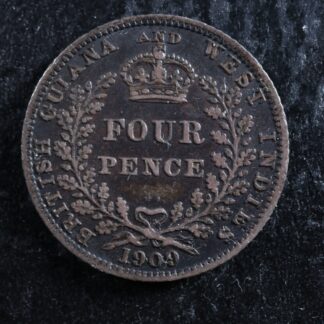 4 pence 1909 British Guiana and West Indies KM#27 Silver Guyane britannique