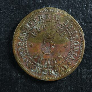 Breton 589 5 cents token Gesangverein Teutonia Montreal Quebec Canada