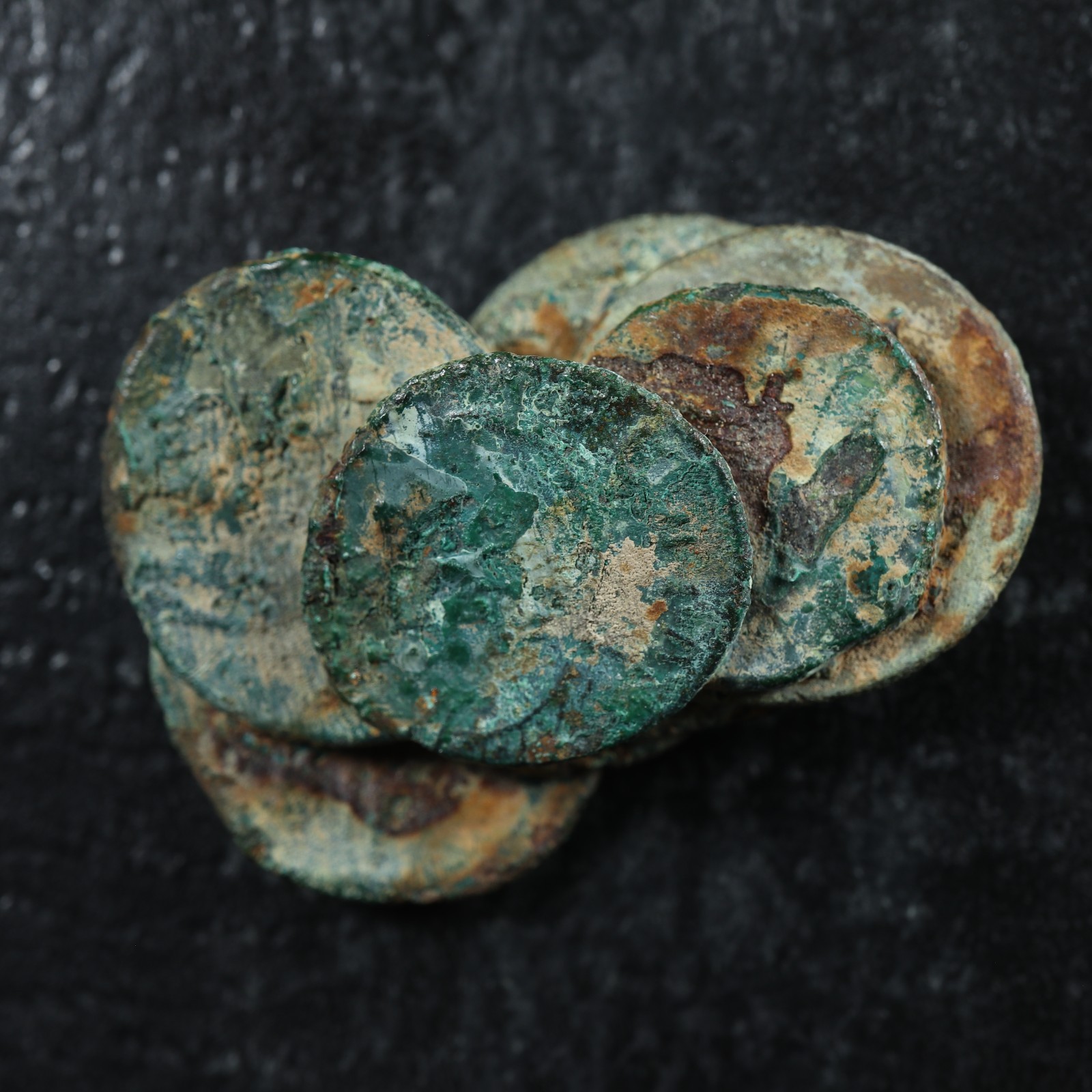 Concretion-of-7-AE-Nummus-4th-century-Tresor-dEpfig-Hoard-Alsace-278012203306-2