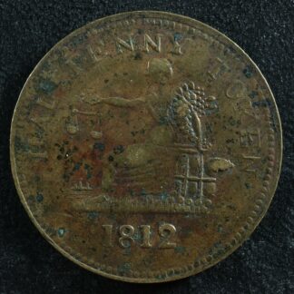 LC-48B1 TF-11a Halfpenny token 1812 Lower Bas Canada Quebec Tiffin Breton 960