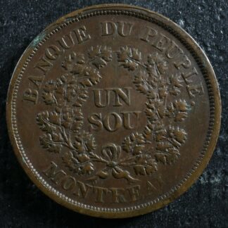 LC-5A3 Un Sou token Lower Bas Canada Quebec Banque du Peuple Breton 715
